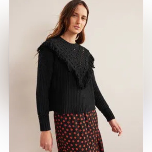Gorgeous EUC Biden wool blend sweater with fringe detail and crochet,All Products : American Fashion Style Bags On Sale